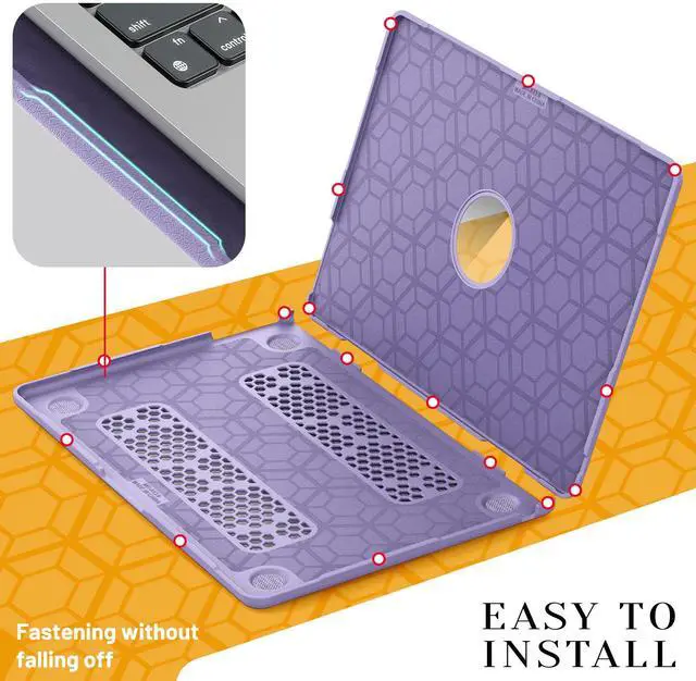 Alt view image 6 of 7 - WERLEO for MacBook Air 13.6 inch Case 2025 2024 2023 2022 M4 A3240 M3 A3113 M2 A2681, Woven Fabric Textured Hard Shell Cover with Foldable Kickstand & Keyboard Cover & Logo Cutout Design Purple