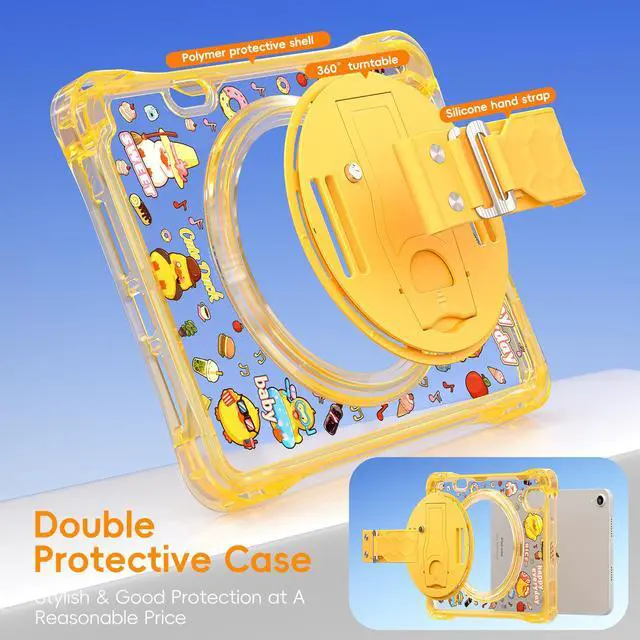 Alt view image 4 of 7 - WERLEO Case for iPad Mini 7 2024 (A17 Pro) / iPad Mini 6 2021, iPad Mini 7th/6th Generation Case 8.3 inch with Penci Holder Rotating Kickstand Hand/Shoulder Strap, Kid Cartoon Tranparent Back Cover