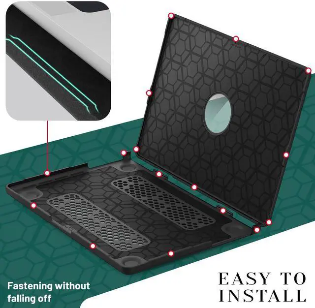 Alt view image 6 of 7 - WERLEO for MacBook Pro 14 inch Case 2025-2021 M4 M3 M2 M1 Pro/Max A3401 A3185 A3112 A2992 A2918 A2779 A2442, Fabric Textured Hard Shell Cover with Foldable Kickstand & Keyboard Cover & Logo Cutout
