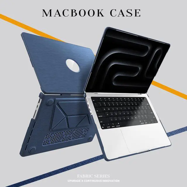 Alt view image 7 of 7 - WERLEO for MacBook Pro 14 inch Case 2025-2021 M4 M3 M2 M1 Pro/Max A3401 A3185 A3112 A2992 A2918 A2779 A2442, Fabric Textured Hard Shell Cover with Foldable Kickstand & Keyboard Cover & Logo Cutout