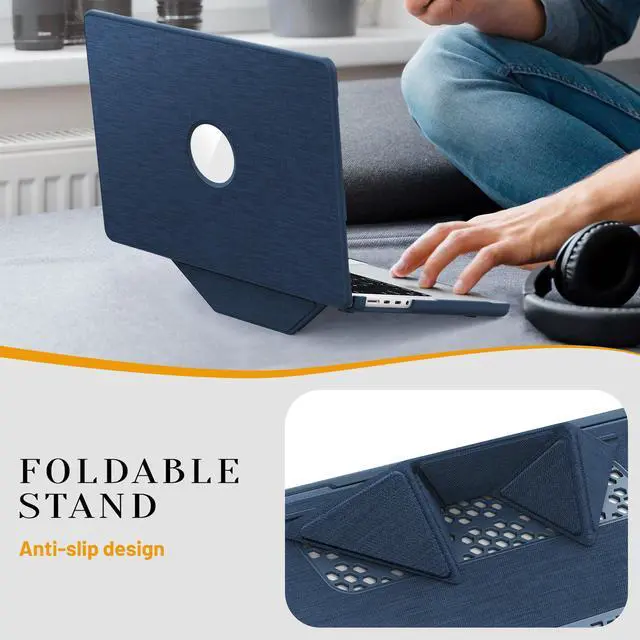 Alt view image 2 of 7 - WERLEO for MacBook Pro 14 inch Case 2025-2021 M4 M3 M2 M1 Pro/Max A3401 A3185 A3112 A2992 A2918 A2779 A2442, Fabric Textured Hard Shell Cover with Foldable Kickstand & Keyboard Cover & Logo Cutout