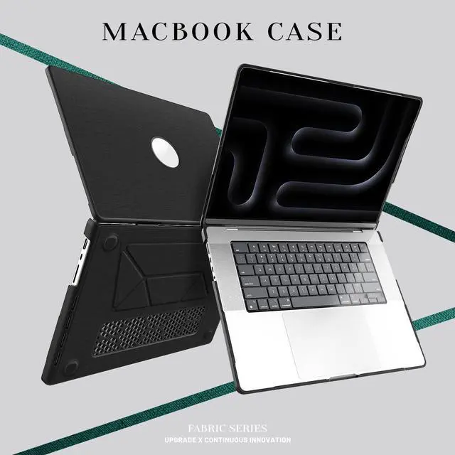 Alt view image 7 of 7 - WERLEO Case for MacBook Pro 16 inch 2025 2024 2023 2022 2021 M4 M3 M2 M1 A3186 A3403 A2991 A2780 A2485, Fabric Textured Hard Shell Cover with Foldable Kickstand & Keyboard Cover & Logo Cutout