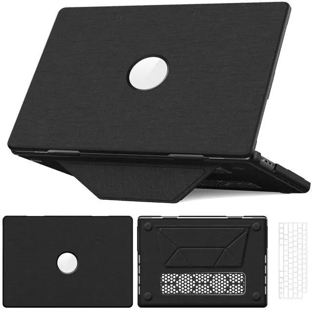 Main image of WERLEO Case for MacBook Pro 16 inch 2025 2024 2023 2022 2021 M4 M3 M2 M1 A3186 A3403 A2991 A2780 A2485, Fabric Textured Hard Shell Cover with Foldable Kickstand & Keyboard Cover & Logo Cutout