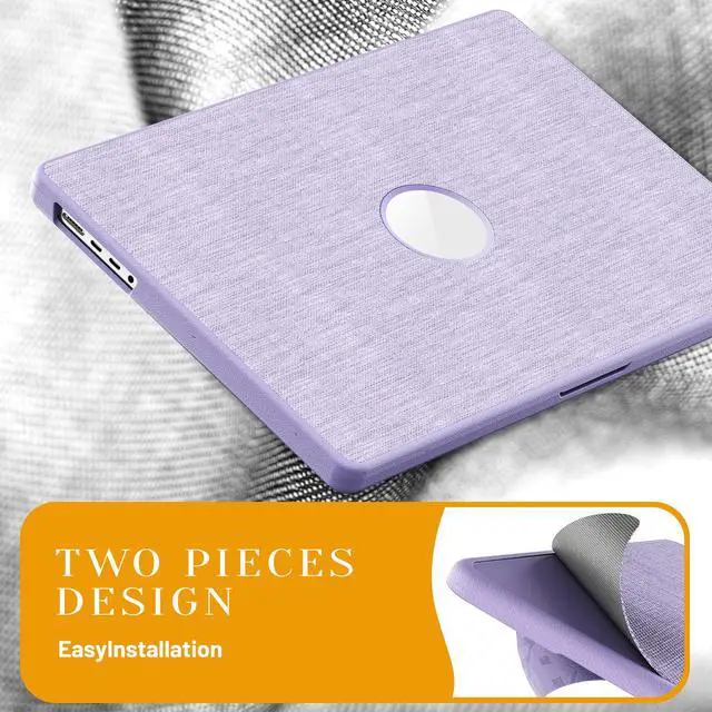 Alt view image 5 of 7 - WERLEO Case for MacBook Pro 16 inch 2025 2024 2023 2022 2021 M4 M3 M2 M1 A3186 A3403 A2991 A2780 A2485, Fabric Textured Hard Shell Cover with Foldable Kickstand & Keyboard Cover & Logo Cutout Purple