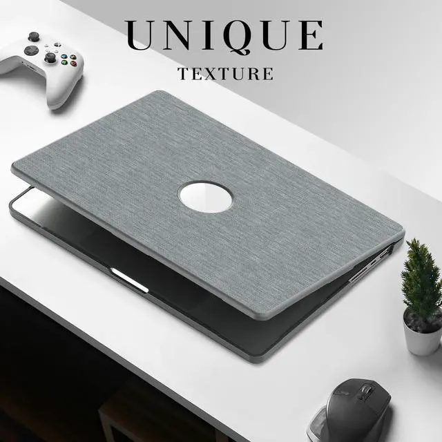 Alt view image 4 of 7 - WERLEO Case for MacBook Pro 16 inch 2025 2024 2023 2022 2021 M4 M3 M2 M1 A3186 A3403 A2991 A2780 A2485, Fabric Textured Hard Shell Cover with Foldable Kickstand & Keyboard Cover & Logo Cutout Grey