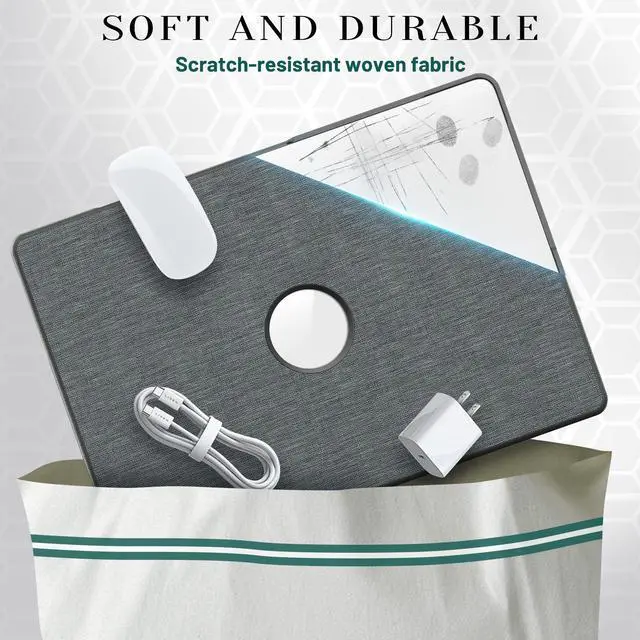 Alt view image 3 of 7 - WERLEO Case for MacBook Pro 16 inch 2025 2024 2023 2022 2021 M4 M3 M2 M1 A3186 A3403 A2991 A2780 A2485, Fabric Textured Hard Shell Cover with Foldable Kickstand & Keyboard Cover & Logo Cutout Grey