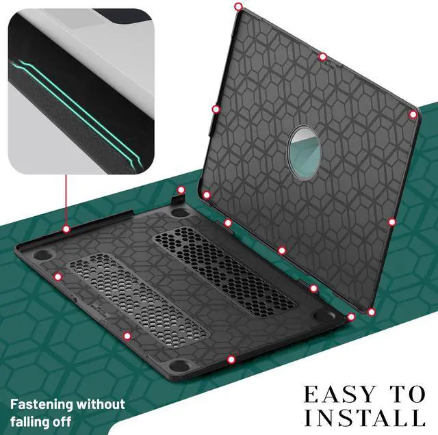 Alt view image 4 of 7 - WERLEO for MacBook Air 15 inch Case M4 2025 2024 2023 M3 M2 A3241 A3114 A2941, Fabric Textured Hard Shell Cover with Foldable Kickstand & Keyboard Cover & Logo Cutout