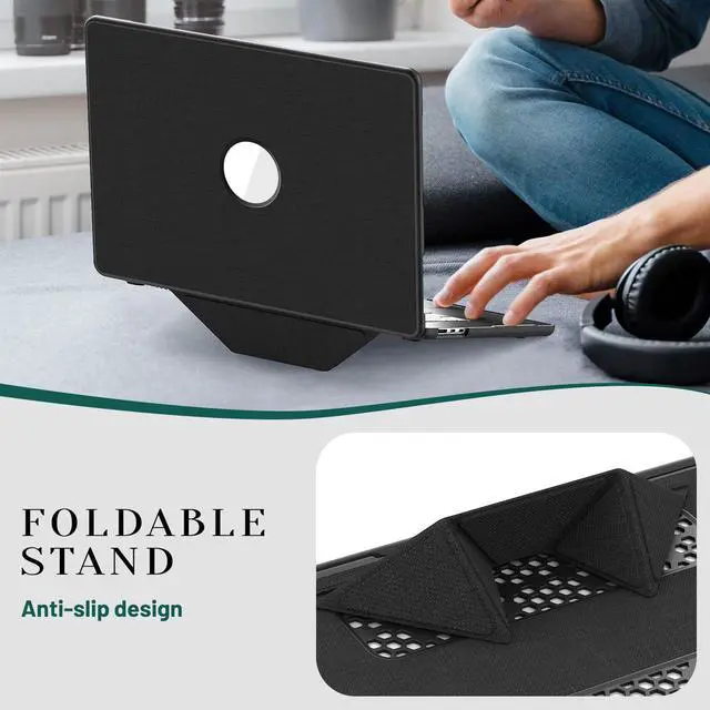Alt view image 2 of 7 - WERLEO for MacBook Air 15 inch Case M4 2025 2024 2023 M3 M2 A3241 A3114 A2941, Fabric Textured Hard Shell Cover with Foldable Kickstand & Keyboard Cover & Logo Cutout