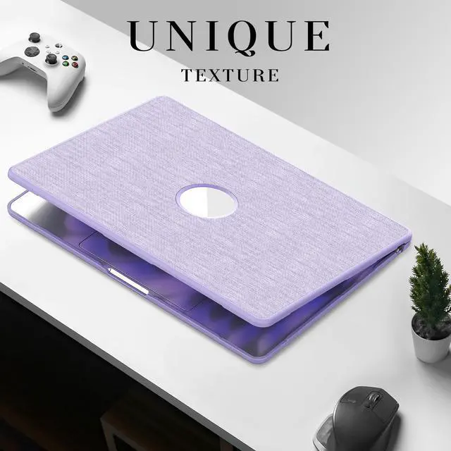 Alt view image 4 of 7 - WERLEO for MacBook Air 15 inch Case M4 2025 2024 2023 M3 M2 A3241 A3114 A2941, Fabric Textured Hard Shell Cover with Foldable Kickstand & Keyboard Cover & Logo Cutout Purple