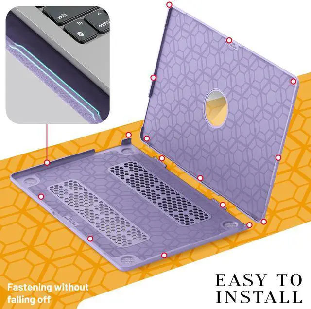 Alt view image 6 of 7 - WERLEO for MacBook Air 15 inch Case M4 2025 2024 2023 M3 M2 A3241 A3114 A2941, Fabric Textured Hard Shell Cover with Foldable Kickstand & Keyboard Cover & Logo Cutout Purple