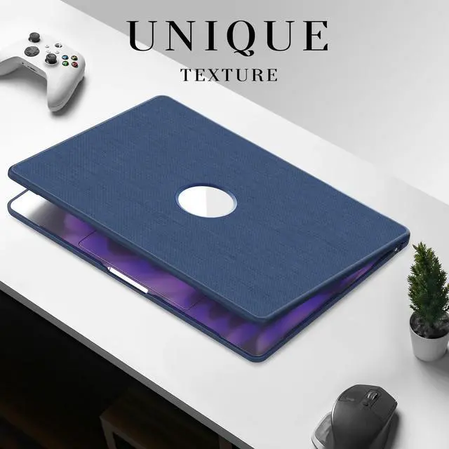 Alt view image 4 of 7 - WERLEO for MacBook Air 15 inch Case M4 2025 2024 2023 M3 M2 A3241 A3114 A2941, Fabric Textured Hard Shell Cover with Foldable Kickstand & Keyboard Cover & Logo Cutout Blue