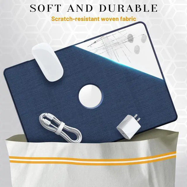 Alt view image 3 of 7 - WERLEO for MacBook Air 15 inch Case M4 2025 2024 2023 M3 M2 A3241 A3114 A2941, Fabric Textured Hard Shell Cover with Foldable Kickstand & Keyboard Cover & Logo Cutout Blue