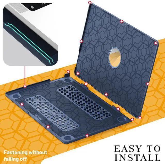 Alt view image 6 of 7 - WERLEO for MacBook Air 15 inch Case M4 2025 2024 2023 M3 M2 A3241 A3114 A2941, Fabric Textured Hard Shell Cover with Foldable Kickstand & Keyboard Cover & Logo Cutout Blue