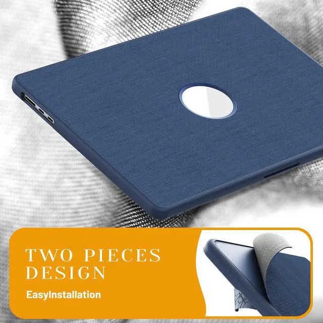 Alt view image 5 of 7 - WERLEO for MacBook Air 15 inch Case M4 2025 2024 2023 M3 M2 A3241 A3114 A2941, Fabric Textured Hard Shell Cover with Foldable Kickstand & Keyboard Cover & Logo Cutout Blue