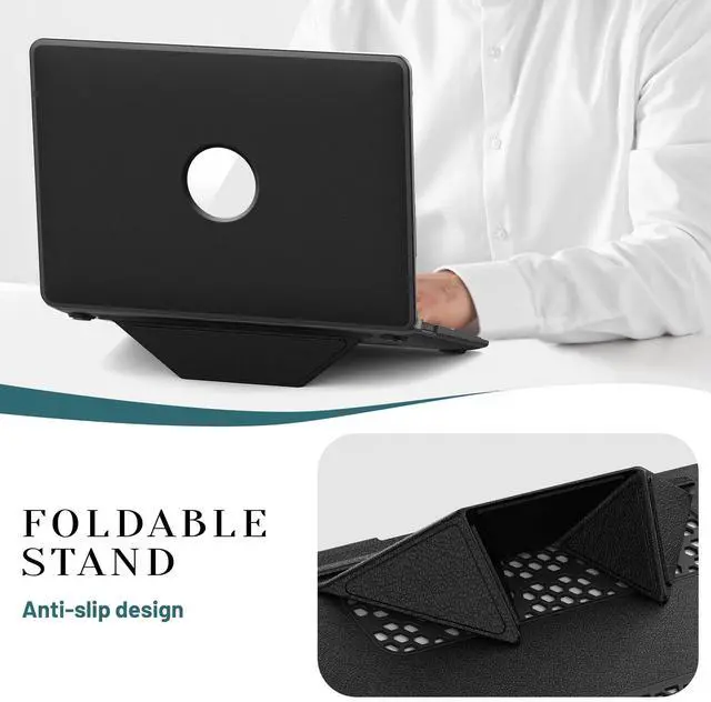 Alt view image 2 of 7 - WERLEO Case for MacBook Air 13 Inch A2337 (M1) / A2179 / A1932 (2021 2020 2019 2018 Release) PU Leather Hard Shell Protective Cover with Foldable Kickstand & Keyboard Cover & Logo Cutout Design