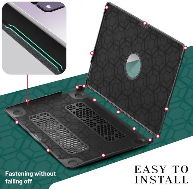 Alt view image 3 of 7 - WERLEO Case for MacBook Air 13 Inch A2337 (M1) / A2179 / A1932 (2021 2020 2019 2018 Release) PU Leather Hard Shell Protective Cover with Foldable Kickstand & Keyboard Cover & Logo Cutout Design
