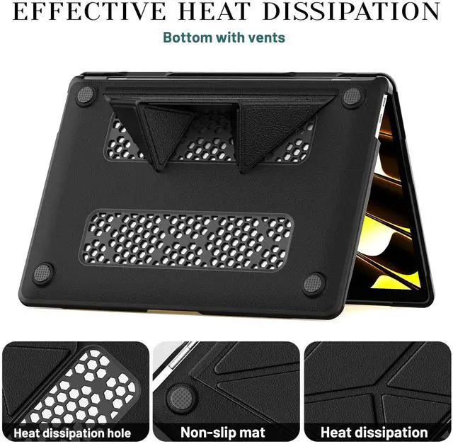 Alt view image 4 of 7 - WERLEO Case for MacBook Air 13 Inch A2337 (M1) / A2179 / A1932 (2021 2020 2019 2018 Release) PU Leather Hard Shell Protective Cover with Foldable Kickstand & Keyboard Cover & Logo Cutout Design