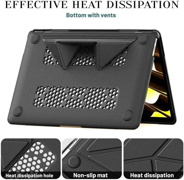 Alt view image 3 of 7 - WERLEO Case for MacBook Air 13 Inch A2337 (M1) / A2179 / A1932 (2021 2020 2019 2018 Release) PU Leather Hard Shell Protective Cover with Foldable Kickstand & Keyboard Cover & Logo Cutout Grey