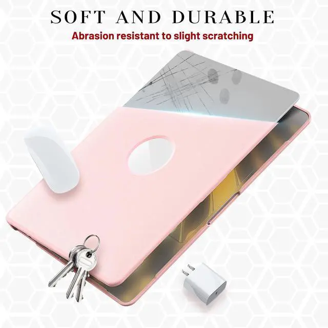 Alt view image 5 of 7 - WERLEO Case for MacBook Air 13 Inch A2337 (M1) / A2179 / A1932 (2021 2020 2019 2018 Release) PU Leather Hard Shell Protective Cover with Foldable Kickstand & Keyboard Cover & Logo Cutout Design Pink