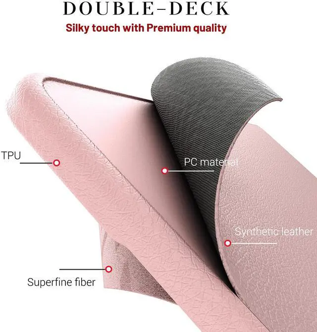 Alt view image 6 of 7 - WERLEO Case for MacBook Air 13 Inch A2337 (M1) / A2179 / A1932 (2021 2020 2019 2018 Release) PU Leather Hard Shell Protective Cover with Foldable Kickstand & Keyboard Cover & Logo Cutout Design Pink