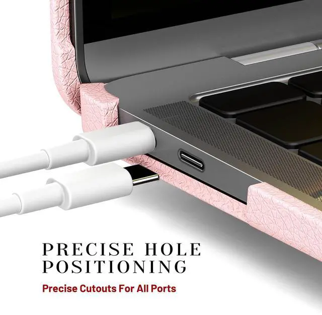 Alt view image 4 of 7 - WERLEO Case for MacBook Air 13 Inch A2337 (M1) / A2179 / A1932 (2021 2020 2019 2018 Release) PU Leather Hard Shell Protective Cover with Foldable Kickstand & Keyboard Cover & Logo Cutout Design Pink