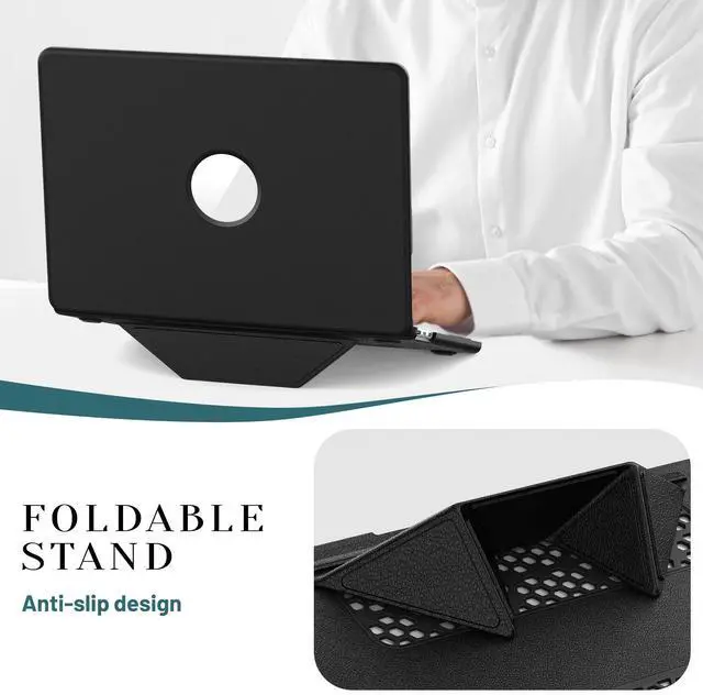 Alt view image 3 of 7 - WERLEO Case for MacBook Air 13 inch 2025 2024 2023 2022 M4 A3240 M3 A3113 M2 A2681 PU Leather Hard Shell Case with Foldable Kickstand & Keyboard Covers & Logo Cutout