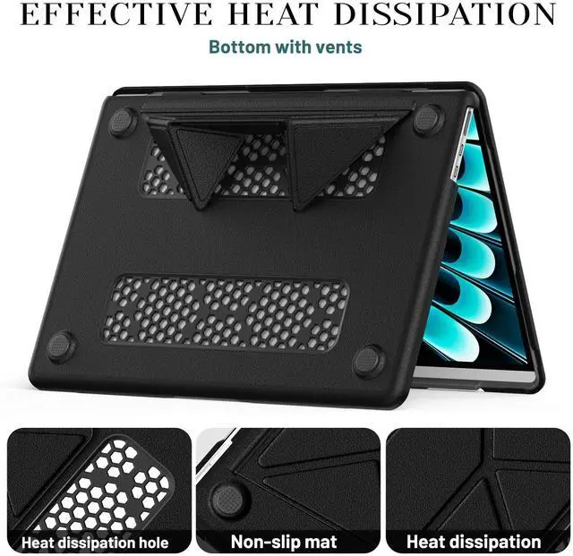 Alt view image 4 of 7 - WERLEO Case for MacBook Air 13 inch 2025 2024 2023 2022 M4 A3240 M3 A3113 M2 A2681 PU Leather Hard Shell Case with Foldable Kickstand & Keyboard Covers & Logo Cutout