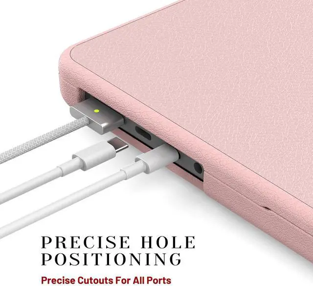 Alt view image 6 of 7 - WERLEO for MacBook Pro 14 inch Case 2025-2021 M4 M3 M2 M1 Pro/Max A3401 A3185 A3112 A2992 A2918 A2779 A2442, PU Leather Hard Shell Cover with Foldable Kickstand & Keyboard Cover & Logo Cutout Pink