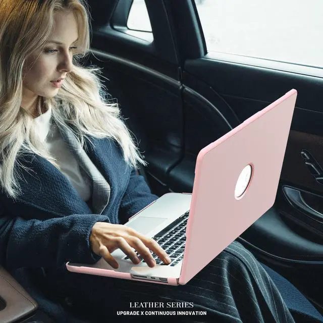 Alt view image 7 of 7 - WERLEO for MacBook Pro 14 inch Case 2025-2021 M4 M3 M2 M1 Pro/Max A3401 A3185 A3112 A2992 A2918 A2779 A2442, PU Leather Hard Shell Cover with Foldable Kickstand & Keyboard Cover & Logo Cutout Pink