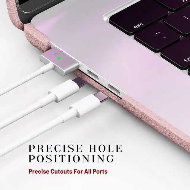 Alt view image 6 of 7 - WERLEO Case for MacBook Air 15 inch M4 2025 2024 2023 M3 M2 A3241 A3114 A2941 PU Leather Hard Shell Cover with Foldable Kickstand & Keyboard Cover & Logo Cutout Pink