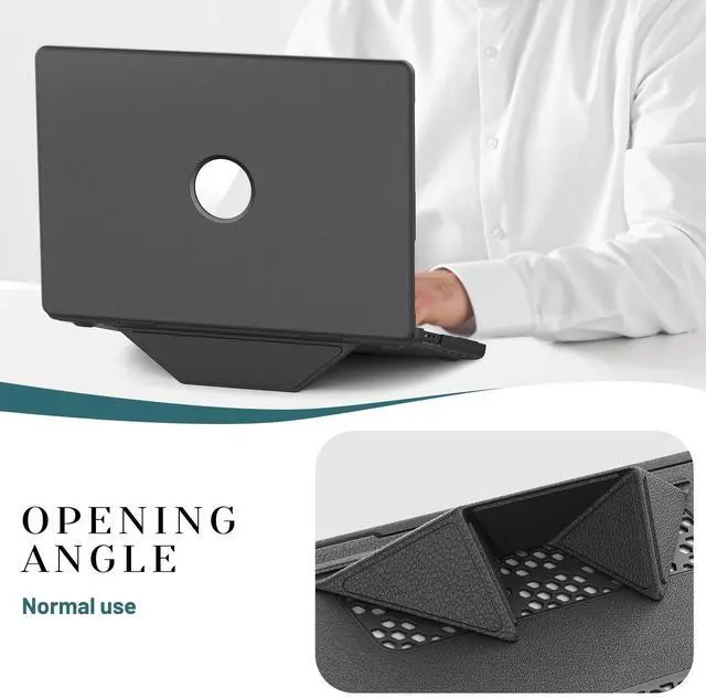 Alt view image 3 of 7 - WERLEO Case for MacBook Pro 16 inch 2025 2024 2023 2022 2021 M4 M3 M2 M1 A3186 A3403 A2991 A2780 A2485, PU Leather Hard Shell Cover with Foldable Kickstand & Keyboard Cover & Logo Cutout Grey