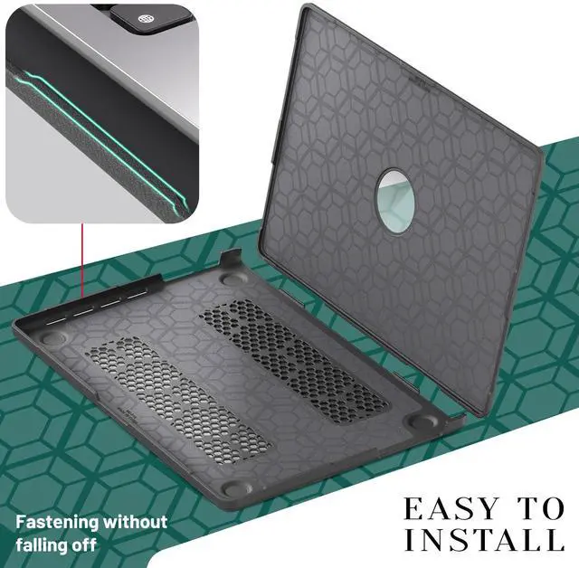 Alt view image 4 of 7 - WERLEO Case for MacBook Pro 16 inch 2025 2024 2023 2022 2021 M4 M3 M2 M1 A3186 A3403 A2991 A2780 A2485, PU Leather Hard Shell Cover with Foldable Kickstand & Keyboard Cover & Logo Cutout Grey