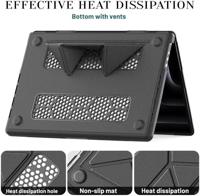 Alt view image 5 of 7 - WERLEO Case for MacBook Pro 16 inch 2025 2024 2023 2022 2021 M4 M3 M2 M1 A3186 A3403 A2991 A2780 A2485, PU Leather Hard Shell Cover with Foldable Kickstand & Keyboard Cover & Logo Cutout Grey