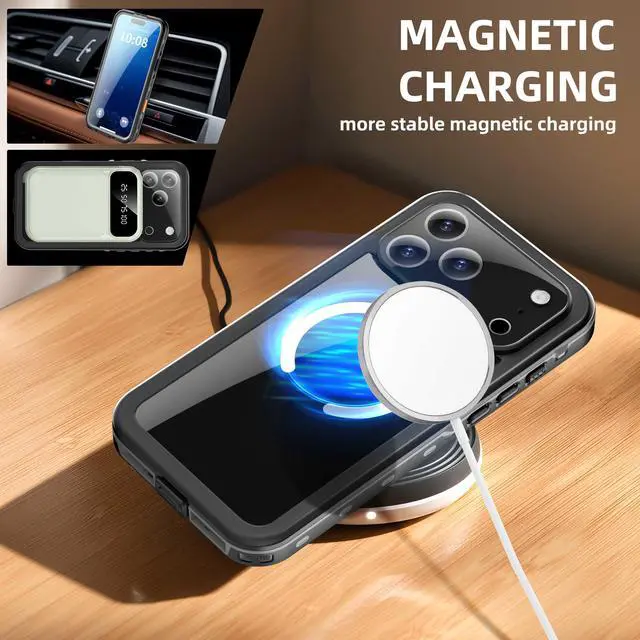 Alt view image 4 of 7 - WERLEO for iPhone 17 Pro Max Waterproof Case Compatible with MagSafe, Magnetic Waterproof Full Body IP68 Underwater Case Built-in Screen Protector Military Grade Shockproof Cover with Lanyard