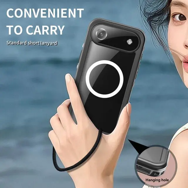 Alt view image 6 of 7 - WERLEO for iPhone Air 6.5 inch Waterproof Case Compatible with MagSafe, Magnetic Waterproof Full Body IP68 Underwater Case Built-in Screen Protector Military Grade Shockproof Cover with Lanyard