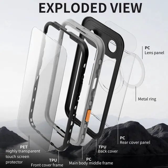 Alt view image 7 of 7 - WERLEO for iPhone Air 6.5 inch Waterproof Case Compatible with MagSafe, Magnetic Waterproof Full Body IP68 Underwater Case Built-in Screen Protector Military Grade Shockproof Cover with Lanyard