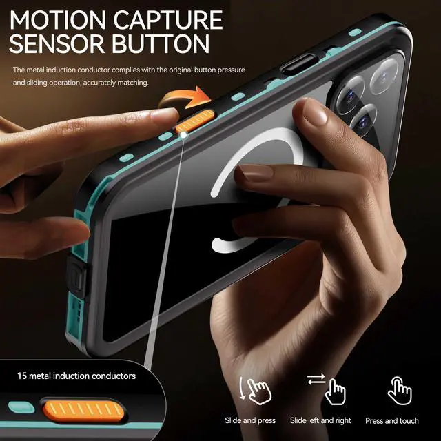 Alt view image 5 of 7 - WERLEO for iPhone 17 Pro Max Waterproof Case Compatible with MagSafe, Magnetic Waterproof Full Body IP68 Underwater Case Built-in Screen Protector Military Grade Shockproof Cover with Lanyard Blue