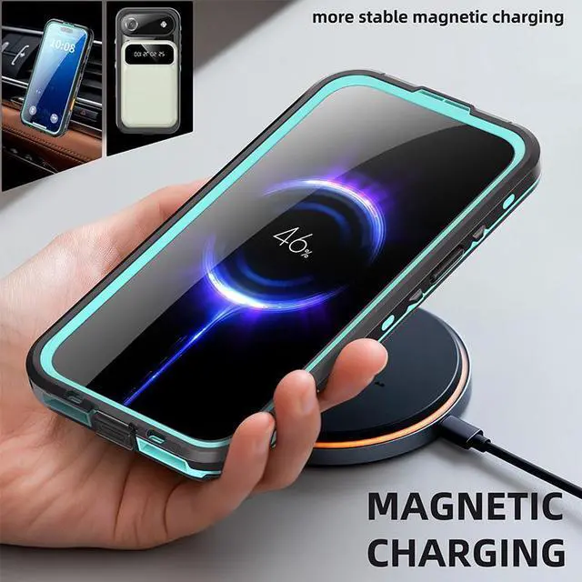 Alt view image 4 of 7 - WERLEO for iPhone 17 Air Waterproof Case Compatible with MagSafe, Magnetic Waterproof Full Body IP68 Underwater Case Built-in Screen Protector Military Grade Shockproof Cover with Lanyard Blue