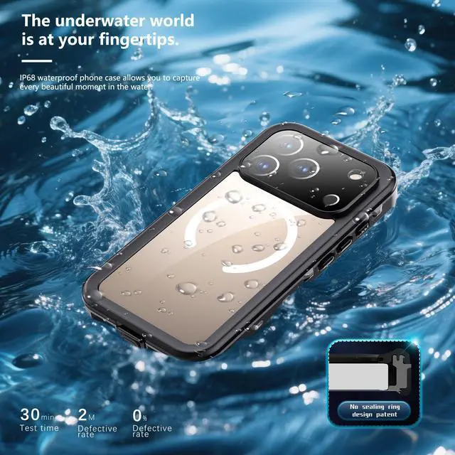 Alt view image 3 of 7 - WERLEO for iPhone 17 Pro Waterproof Case Compatible with MagSafe, Magnetic Waterproof Full Body IP68 Underwater Case Built-in Screen Protector Military Grade Shockproof Cover with Lanyard