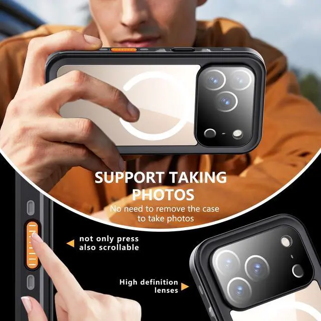 Alt view image 6 of 7 - WERLEO for iPhone 17 Pro Waterproof Case Compatible with MagSafe, Magnetic Waterproof Full Body IP68 Underwater Case Built-in Screen Protector Military Grade Shockproof Cover with Lanyard