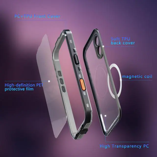 Alt view image 5 of 7 - WERLEO for iPhone 17 Waterproof Case Compatible with MagSafe, Magnetic Waterproof Full Body IP68 Underwater Case Built-in Screen Protector Military Grade Shockproof Cover with Lanyard