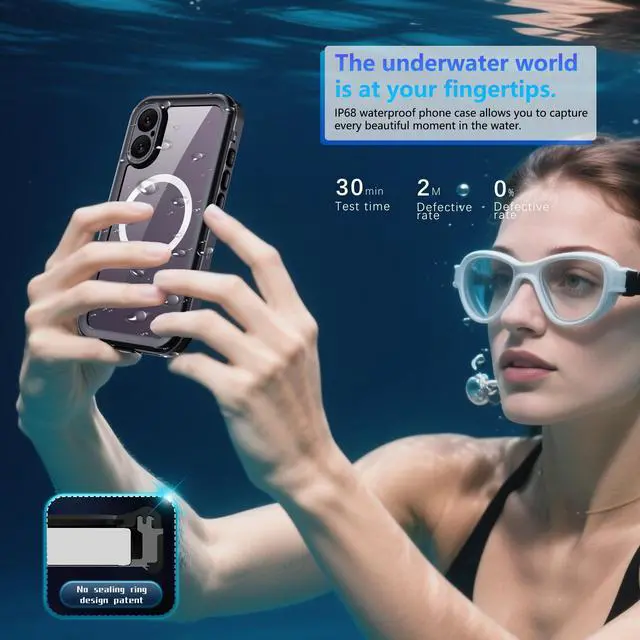 Alt view image 4 of 7 - WERLEO for iPhone 17 Waterproof Case Compatible with MagSafe, Magnetic Waterproof Full Body IP68 Underwater Case Built-in Screen Protector Military Grade Shockproof Cover with Lanyard