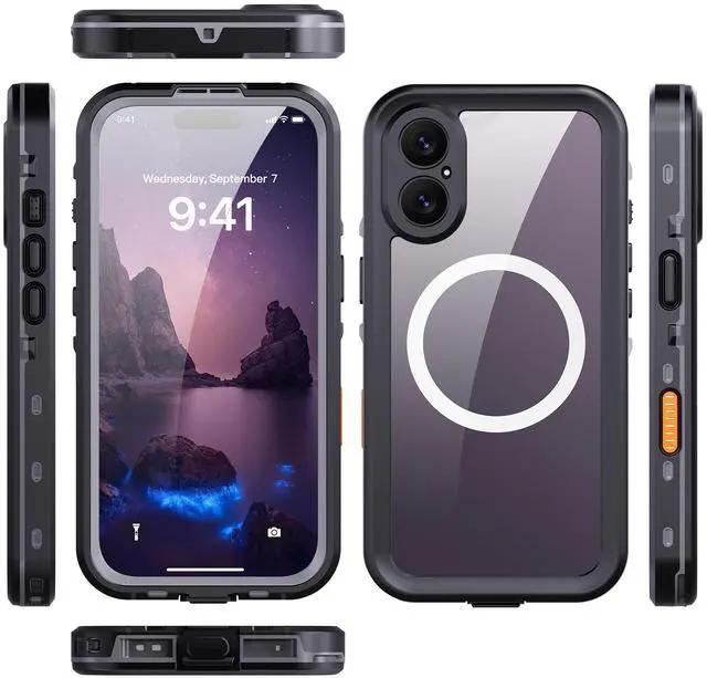 Alt view image 7 of 7 - WERLEO for iPhone 17 Waterproof Case Compatible with MagSafe, Magnetic Waterproof Full Body IP68 Underwater Case Built-in Screen Protector Military Grade Shockproof Cover with Lanyard