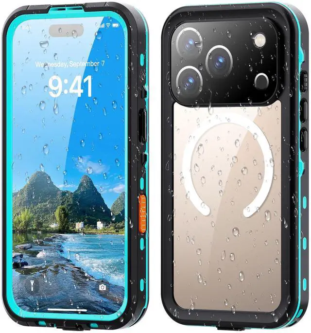 Main image of WERLEO for iPhone 17 Pro Waterproof Case Compatible with MagSafe, Magnetic Waterproof Full Body IP68 Underwater Case Built-in Screen Protector Military Grade Shockproof Cover with Lanyard Blue