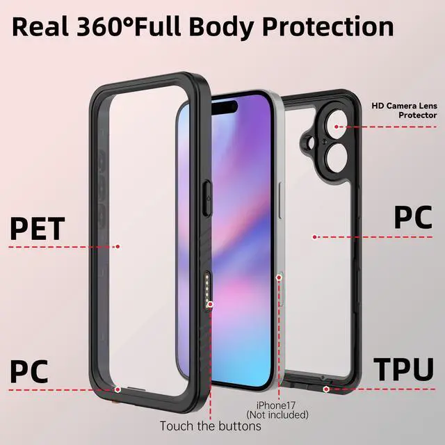 Alt view image 6 of 7 - WERLEO Waterproof Case for iPhone 17 with Camera Control Capture Button, Built-in Screen Protector [IP68 Underwater][Military Dropproof] Full Body Shockprooof Phone Cover