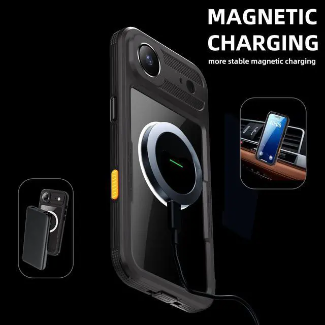 Alt view image 5 of 7 - WERLEO for iPhone 17 Air Waterproof Case Compatible with MagSafe, Magnetic Waterproof Full Body IP68 Underwater Case Built-in Screen Protector Military Grade Shockproof Phone Cover with Lanyard