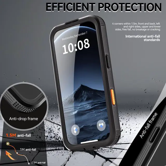 Alt view image 2 of 7 - WERLEO for iPhone 17 Air Waterproof Case Compatible with MagSafe, Magnetic Waterproof Full Body IP68 Underwater Case Built-in Screen Protector Military Grade Shockproof Phone Cover with Lanyard