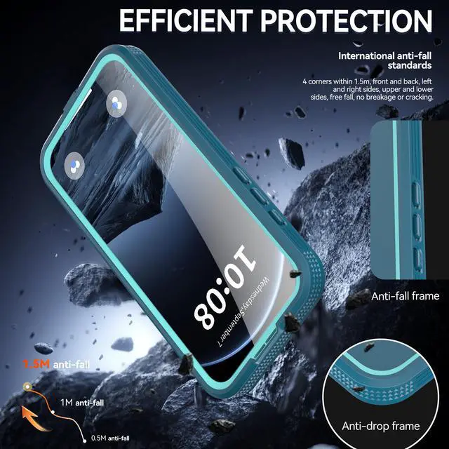Alt view image 2 of 7 - WERLEO for iPhone 17 Pro Max Waterproof Case Compatible with MagSafe, Magnetic Waterproof Full Body IP68 Underwater Case Built-in Screen Protector Military Shockproof Phone Cover with Lanyard Blue