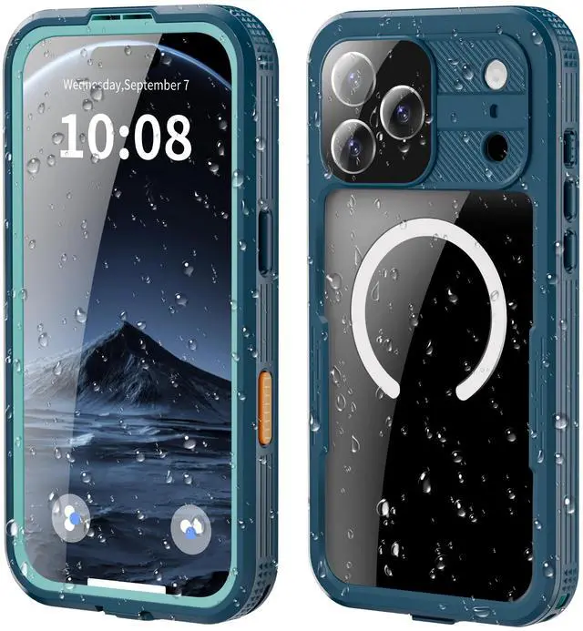 Main image of WERLEO for iPhone 17 Pro Max Waterproof Case Compatible with MagSafe, Magnetic Waterproof Full Body IP68 Underwater Case Built-in Screen Protector Military Shockproof Phone Cover with Lanyard Blue