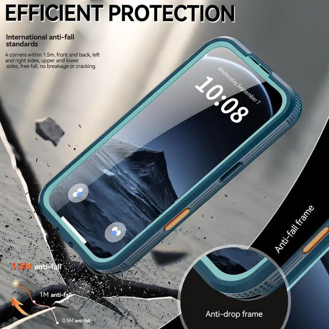 Alt view image 2 of 7 - WERLEO for iPhone 17 Pro Waterproof Case Compatible with MagSafe, Magnetic Waterproof Full Body IP68 Underwater Case Built-in Screen Protector Military Grade Shockproof Phone Cover with Lanyard Blue